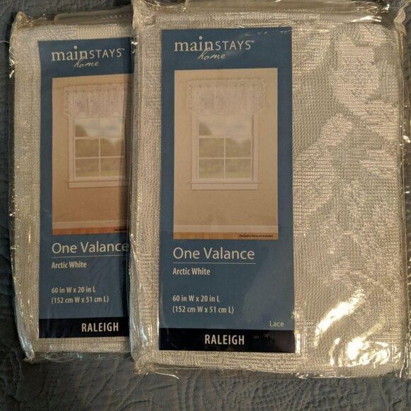 🐢Mainstays home Curtain (one Valance) White Set of 2 New In Pack - Picture 1 of 7